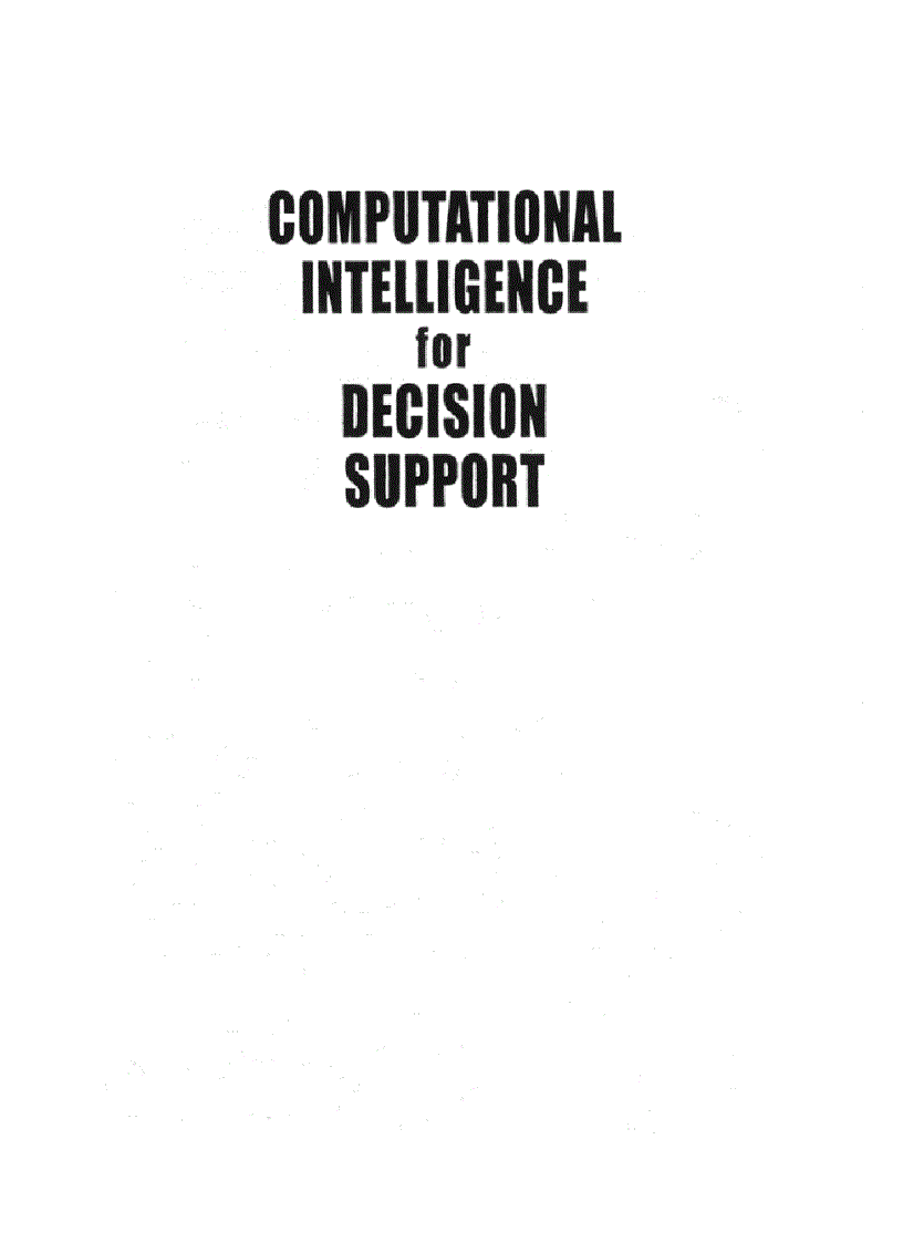 Computational Intelligence For Decision Support