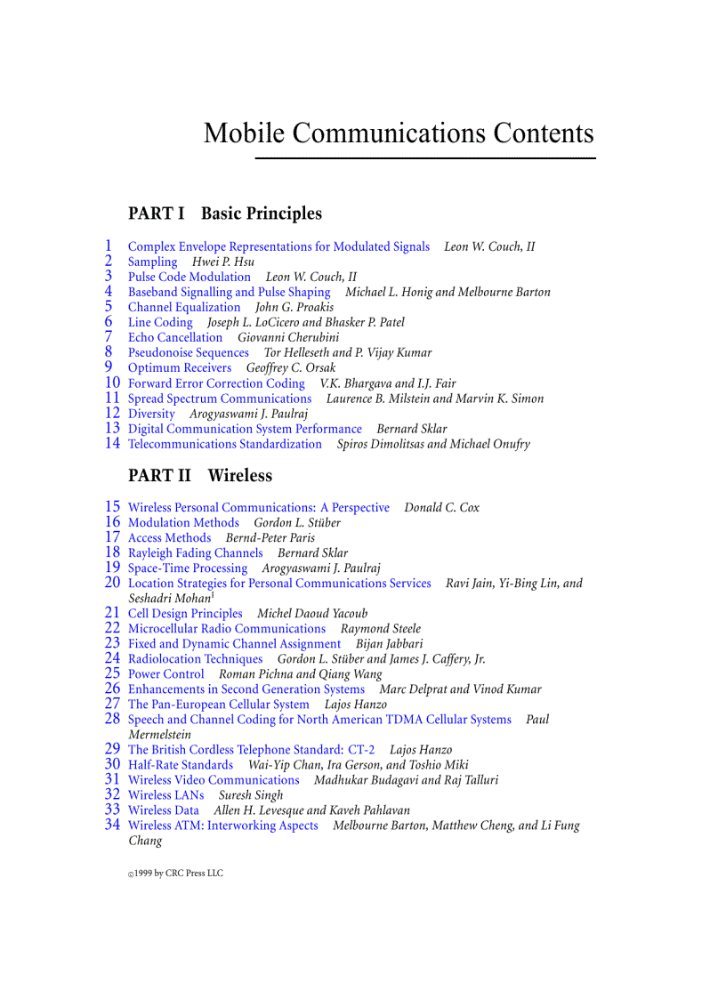 Mobile Communications Contents
