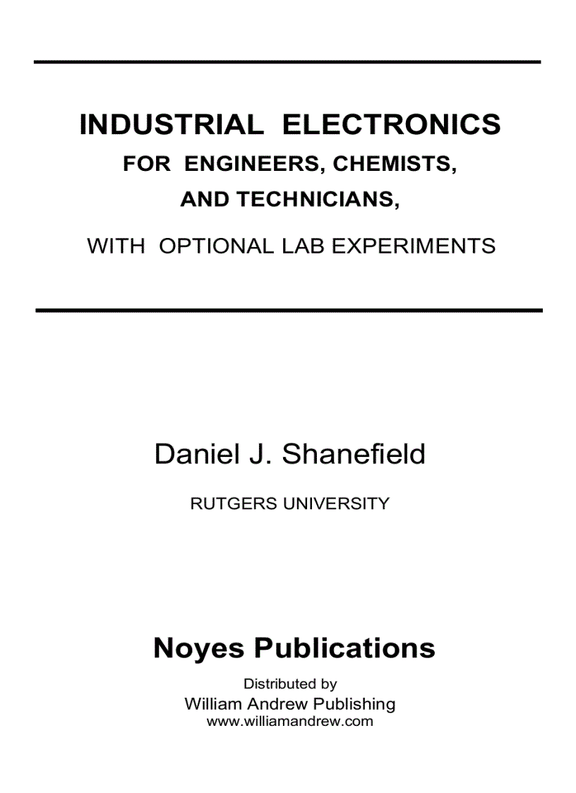 Industrial electronics for engineers chemists and technicians