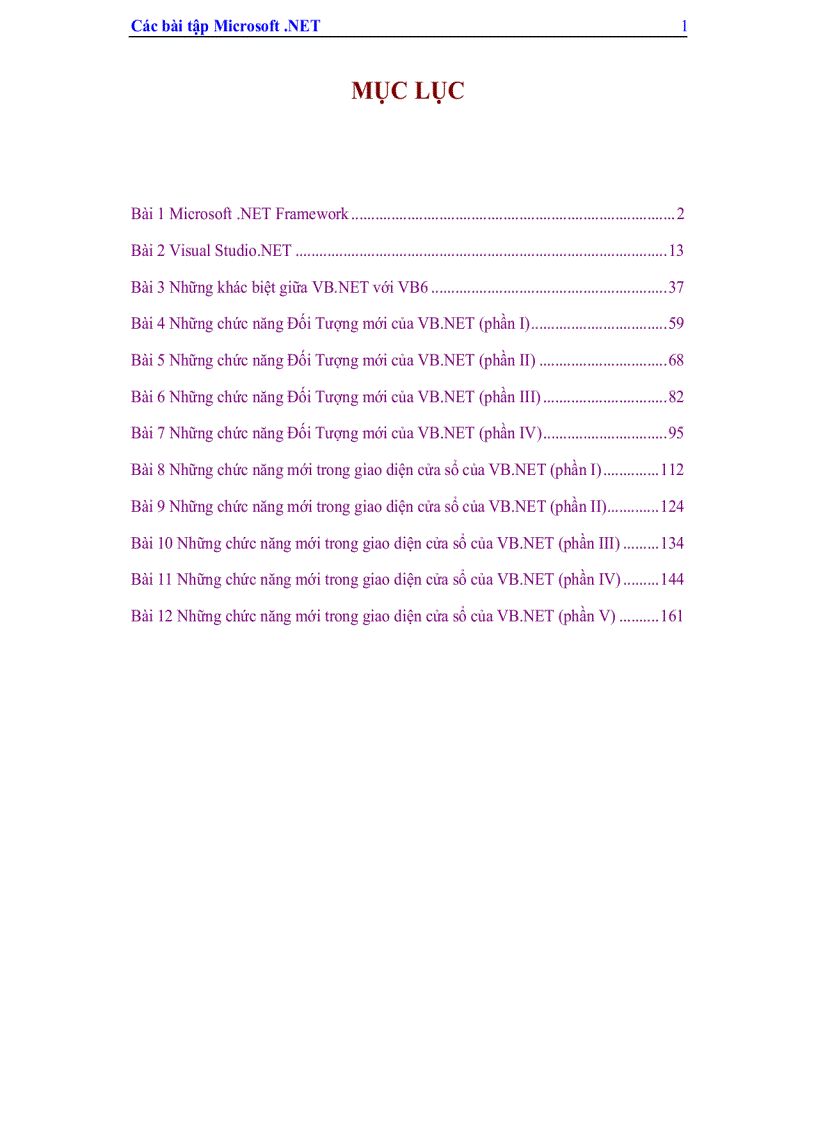 Các Bài Tập Microsoft Visual Studio Net