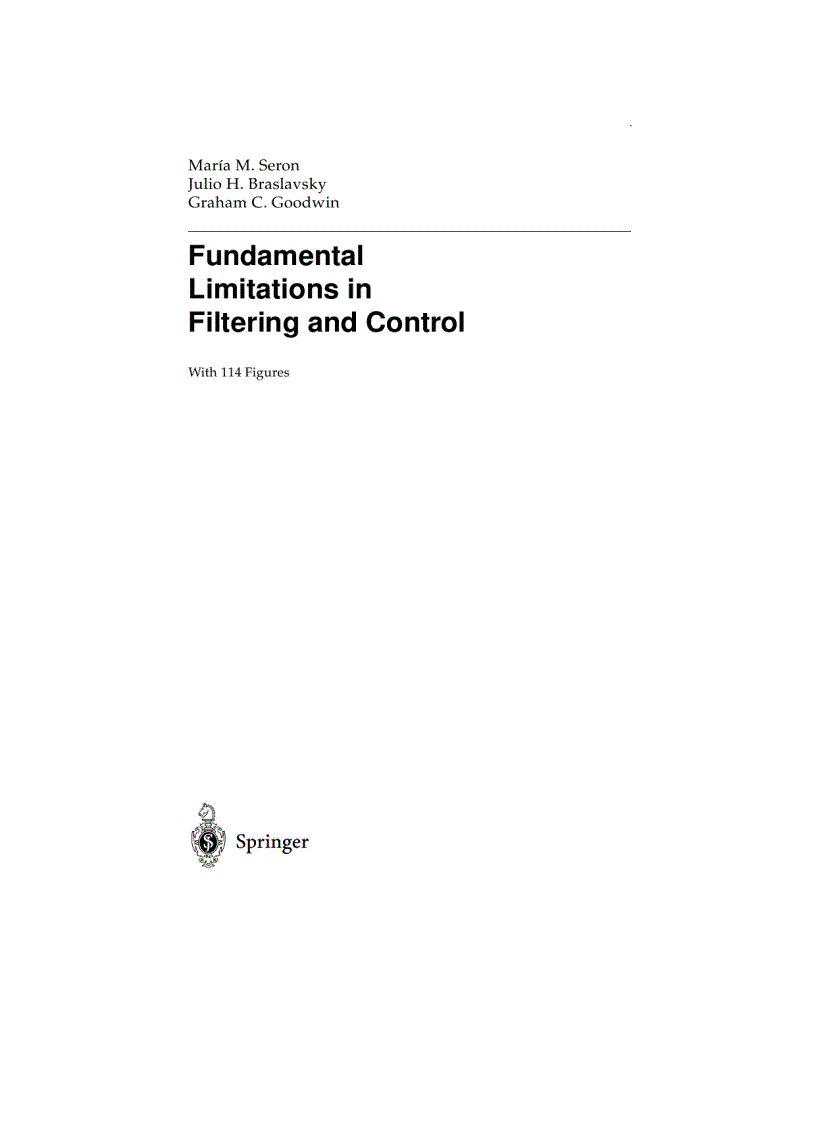 Fundamental Limitations in Filtering and Control Communications and Control Engineering