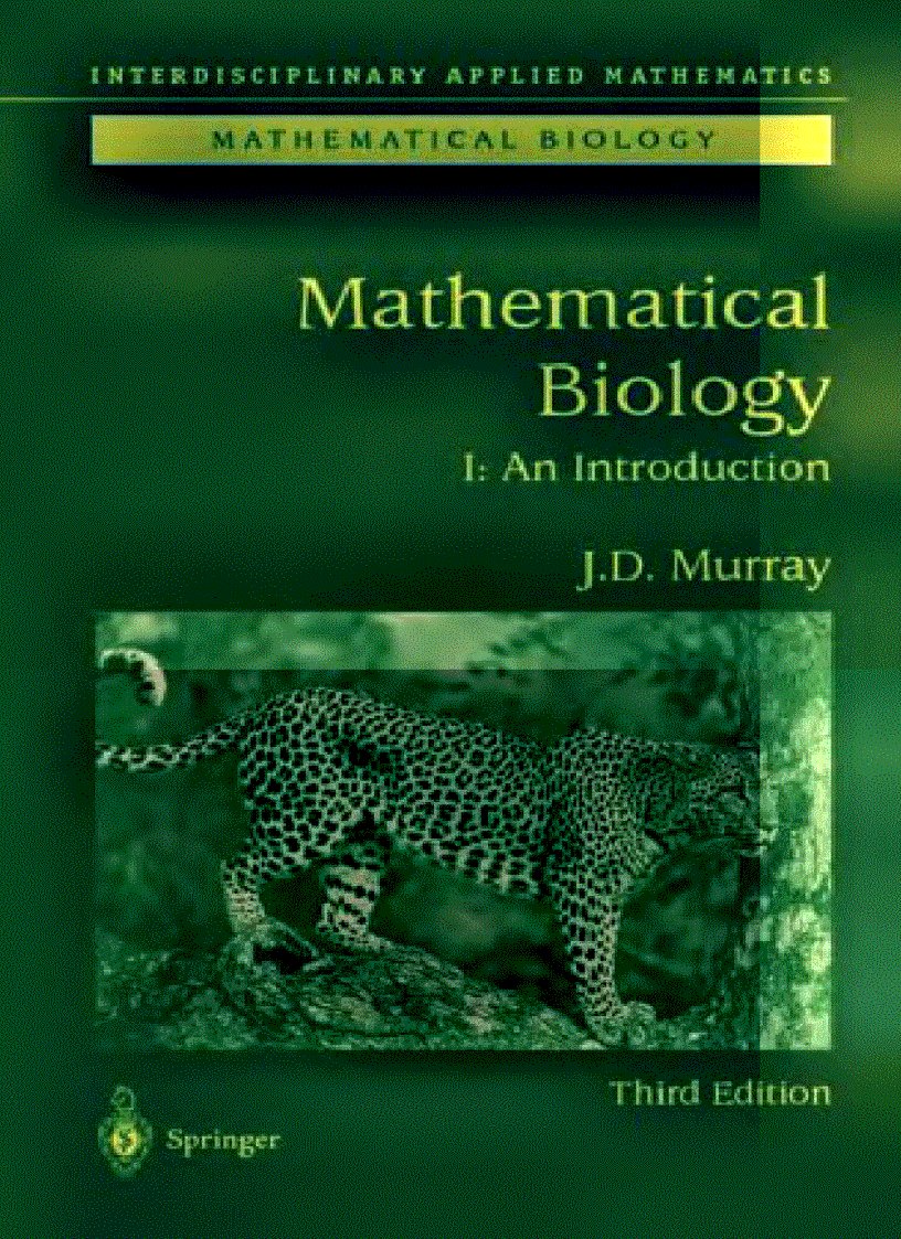 Mathematical Biology I An Introduction Third Edition