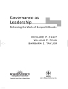 Governance as Leadership Reframing the Work of Nonprofit Boards
