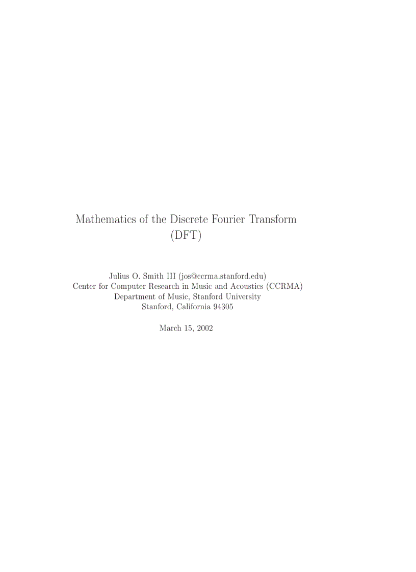 Mathematics of the Discrete Fourier Transform