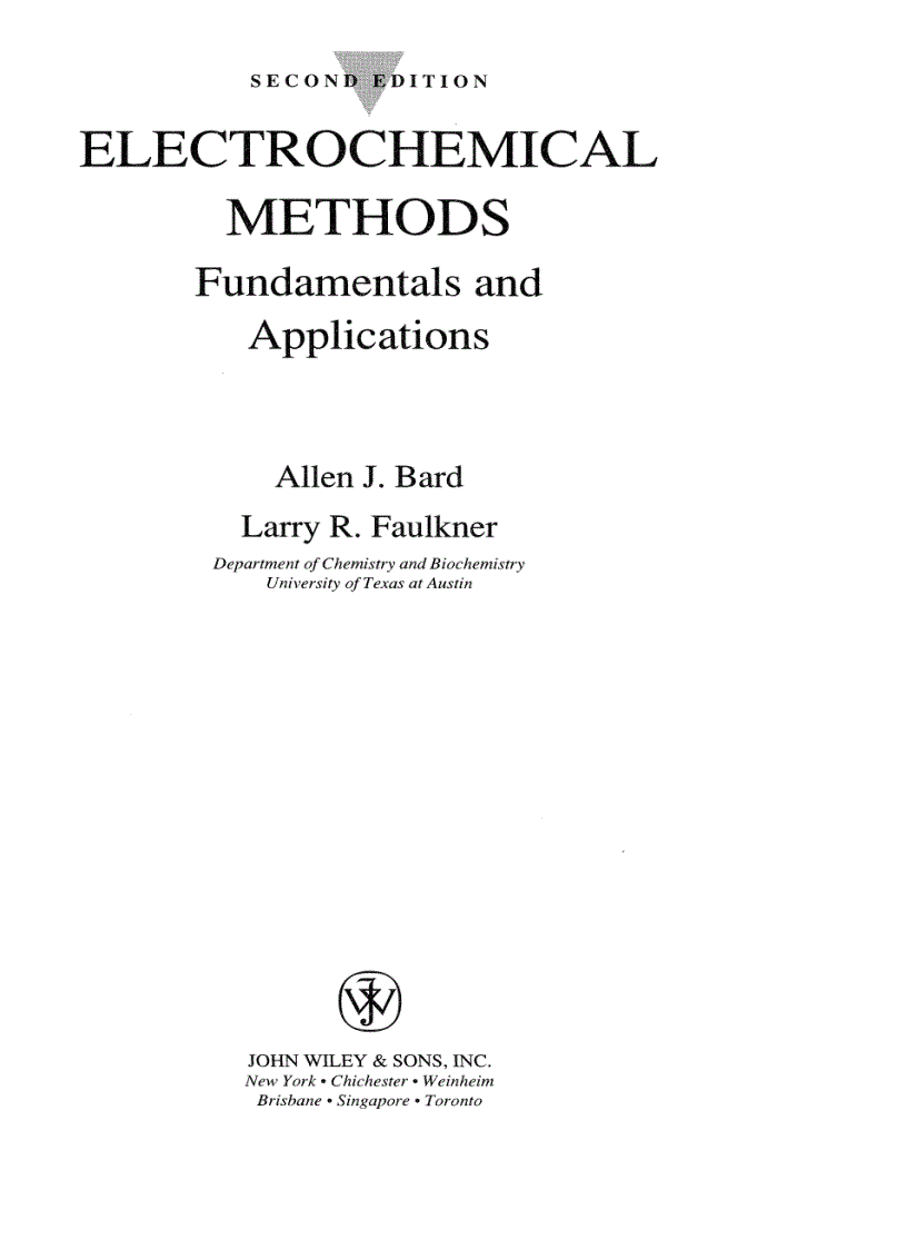 ELECTROCHEMICAL METHODS Fundamentals and Applications