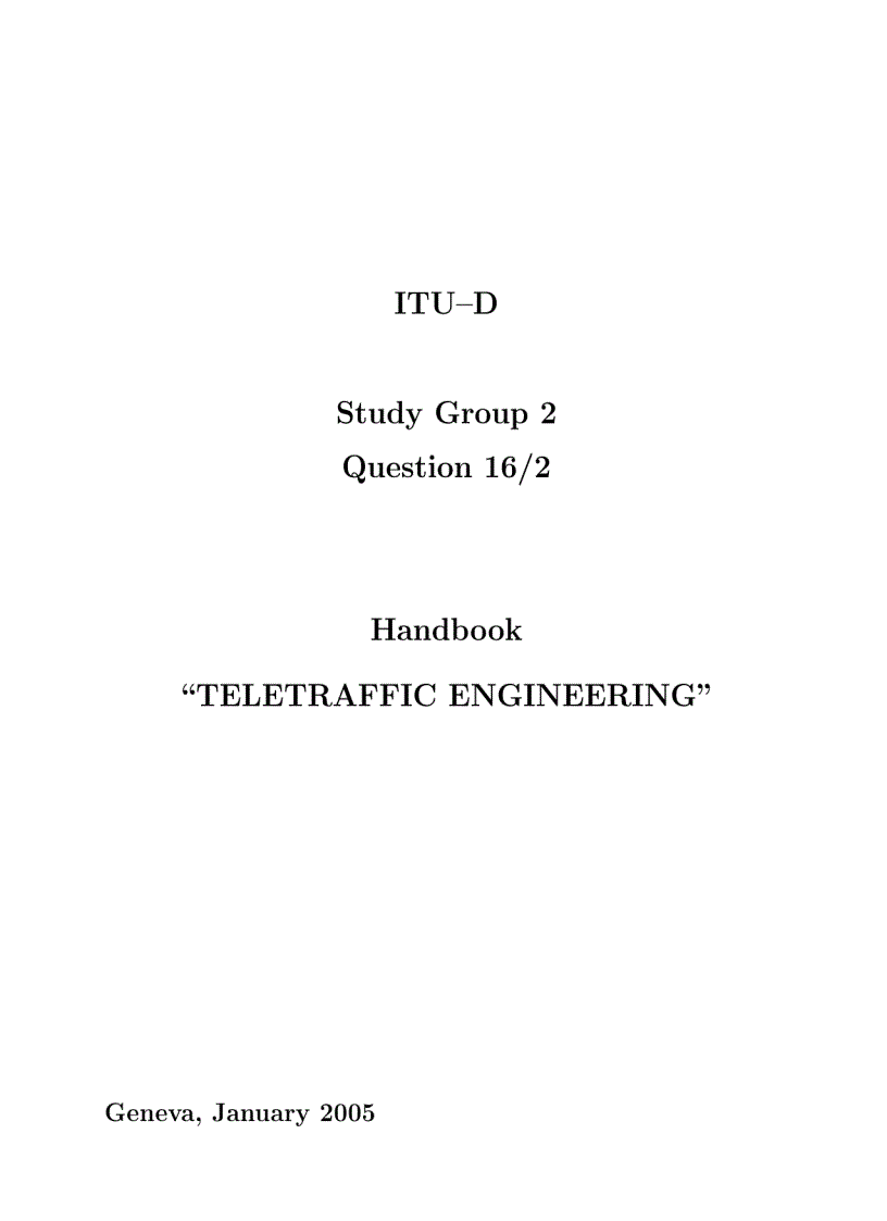 Teletraffic Engineering Handbook