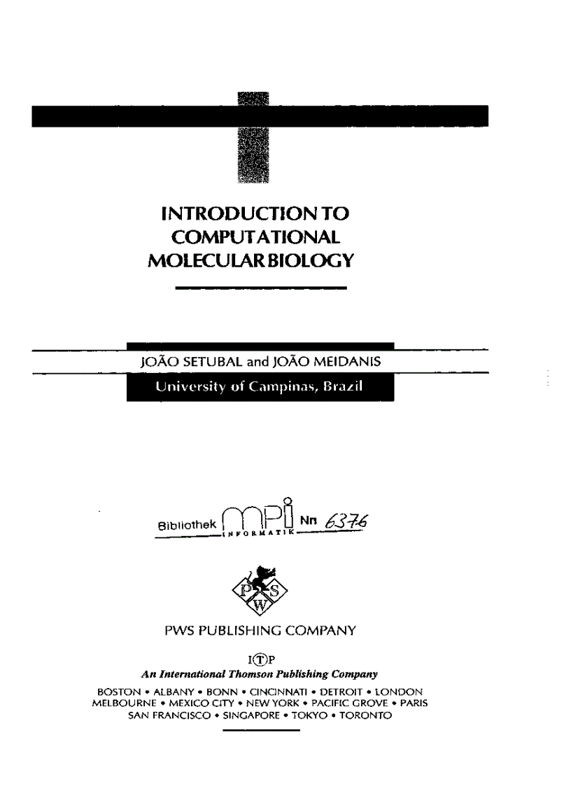 Introduction to Computational molecular biology