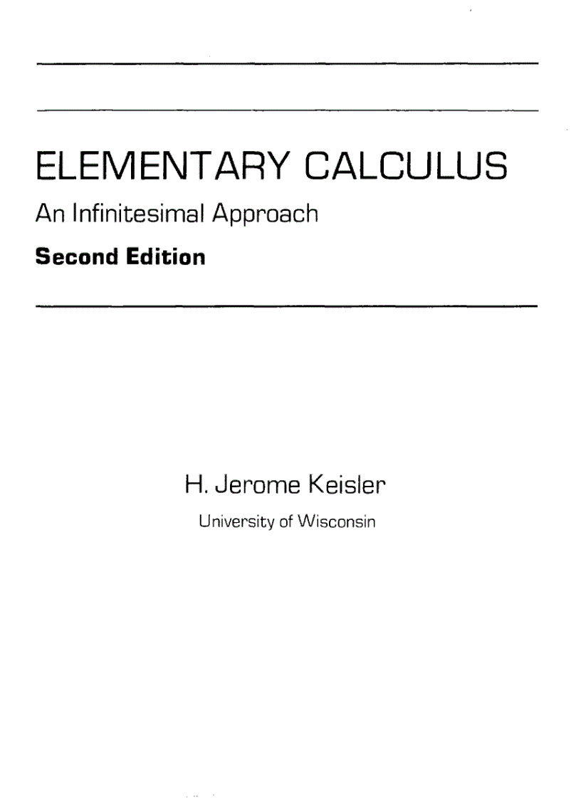 Elementary Calculus An Infinitesimal Approach 1