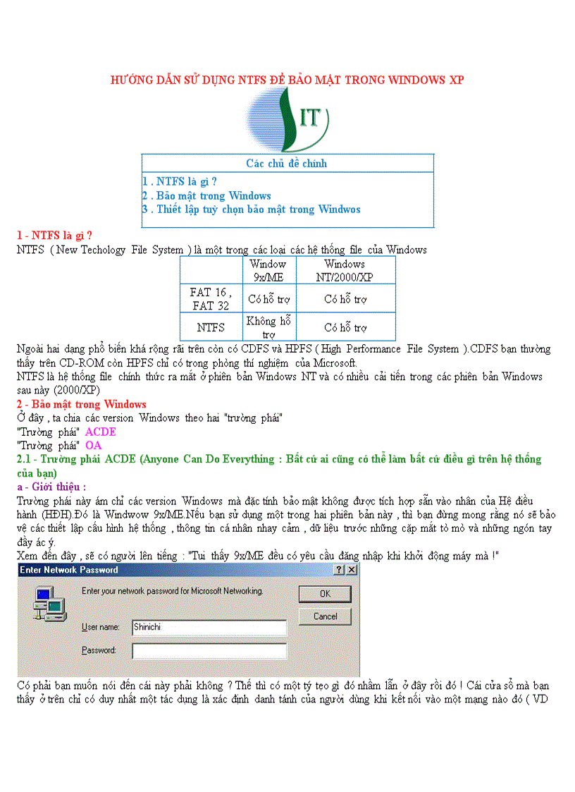 Hướng dẫn sử dụng NTFS 1