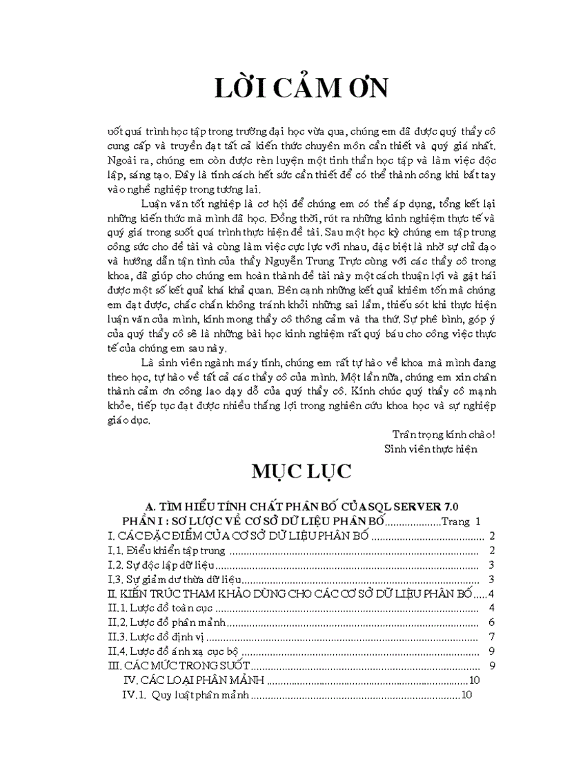 SQL Server 7 0 Luận Văn Tốt Nghiệp