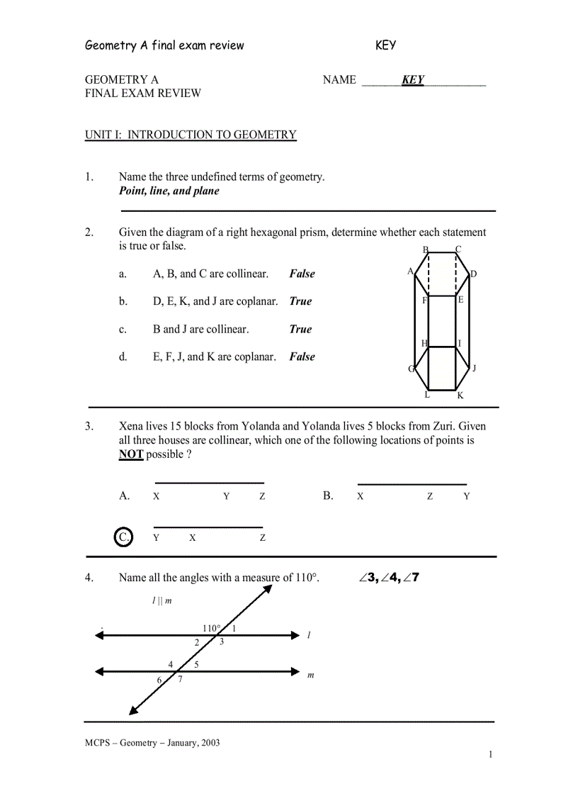 Key Geometry A Review 2003