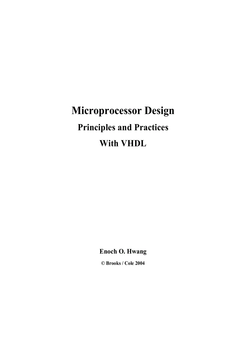 Microprocessor Design Principles and Practices With VHDL