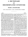 Webster s New Dictionary of Synonyms A Dictionary of Discriminated Synonyms with Antonyms and Analogous and Contrasted Words