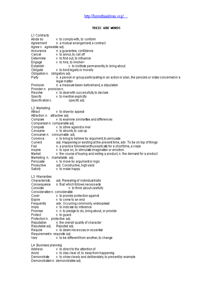 TOEIC 600 WORDS