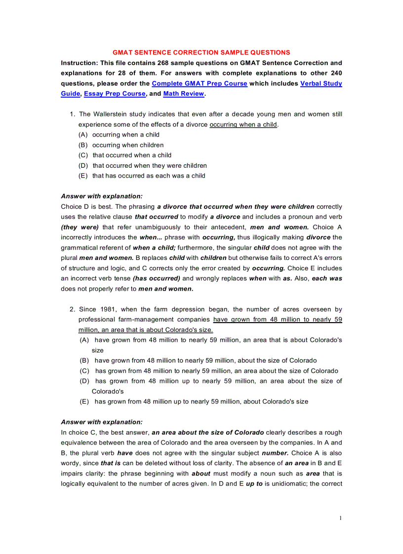 Gmat Sentence corection