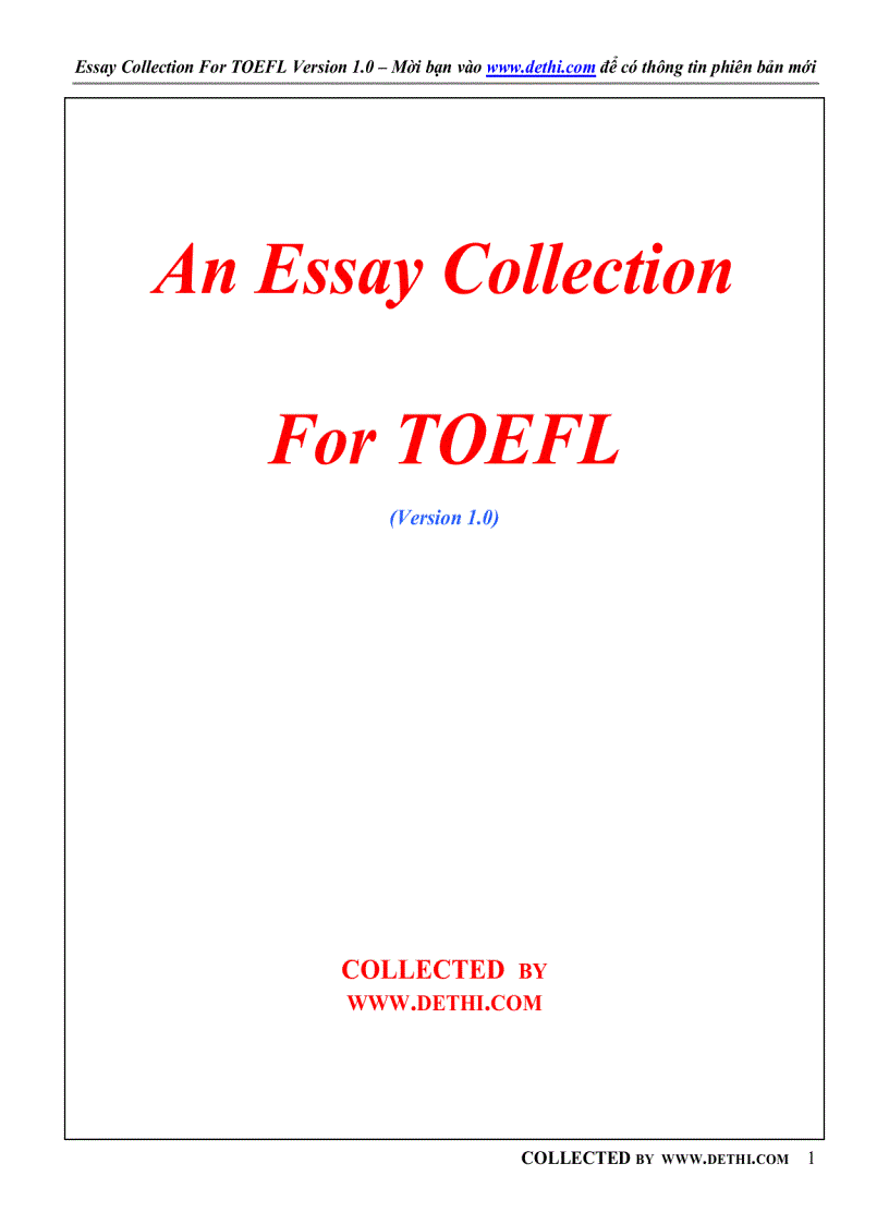 Sample Essays For TOEFL