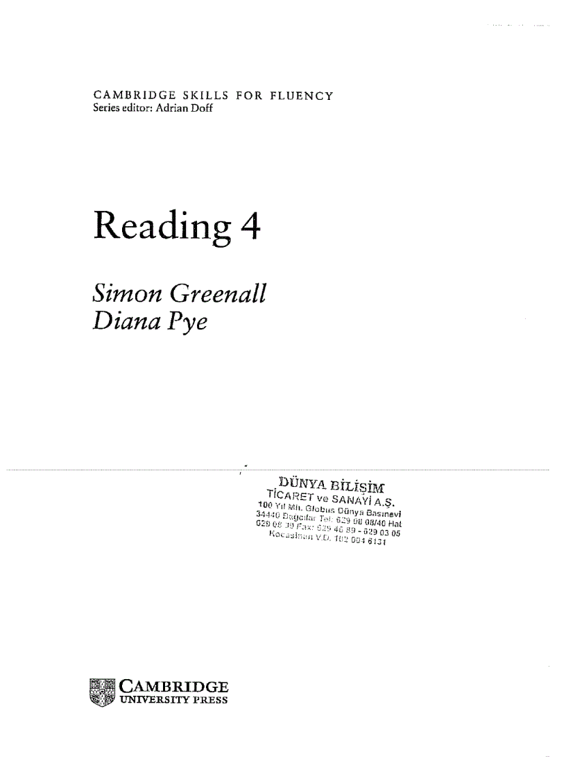 Reading 4 simon Greenall diana pye