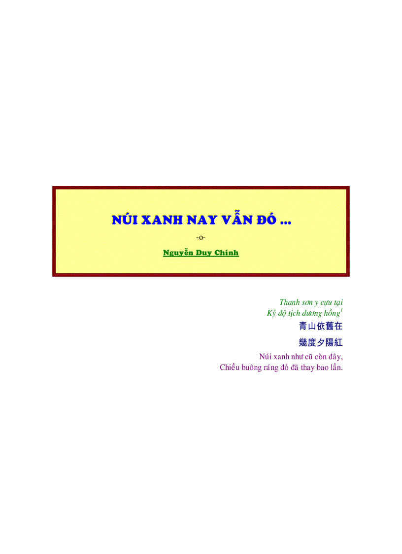 Núi Xanh Nay Vẫn Đó