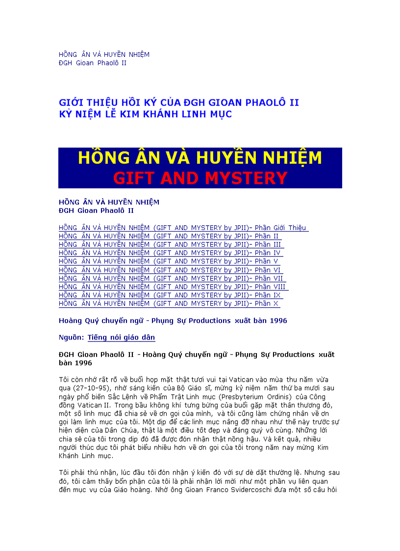 Hồng Ân Và Huyền Nhiệm