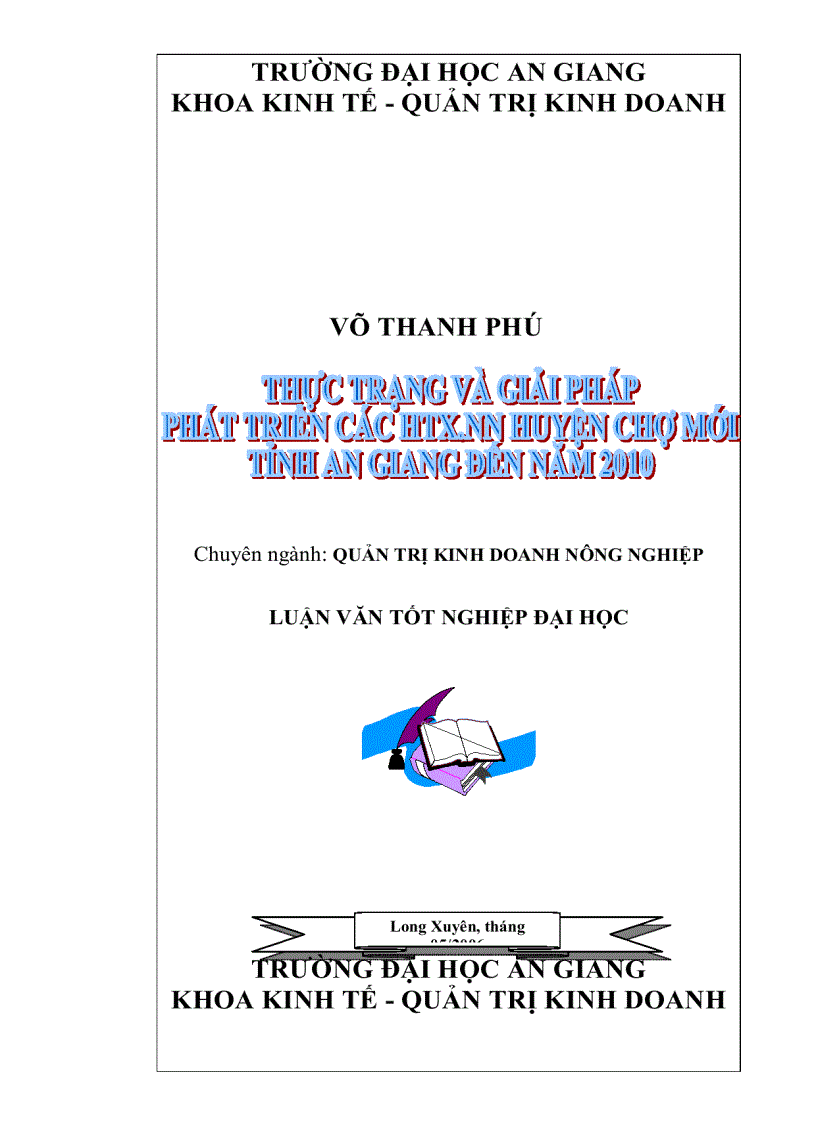 Thực trạng và giải pháp phát triển hợp tác xã nông nghiệp ở Huyện Chợ Mới đến năm 2010