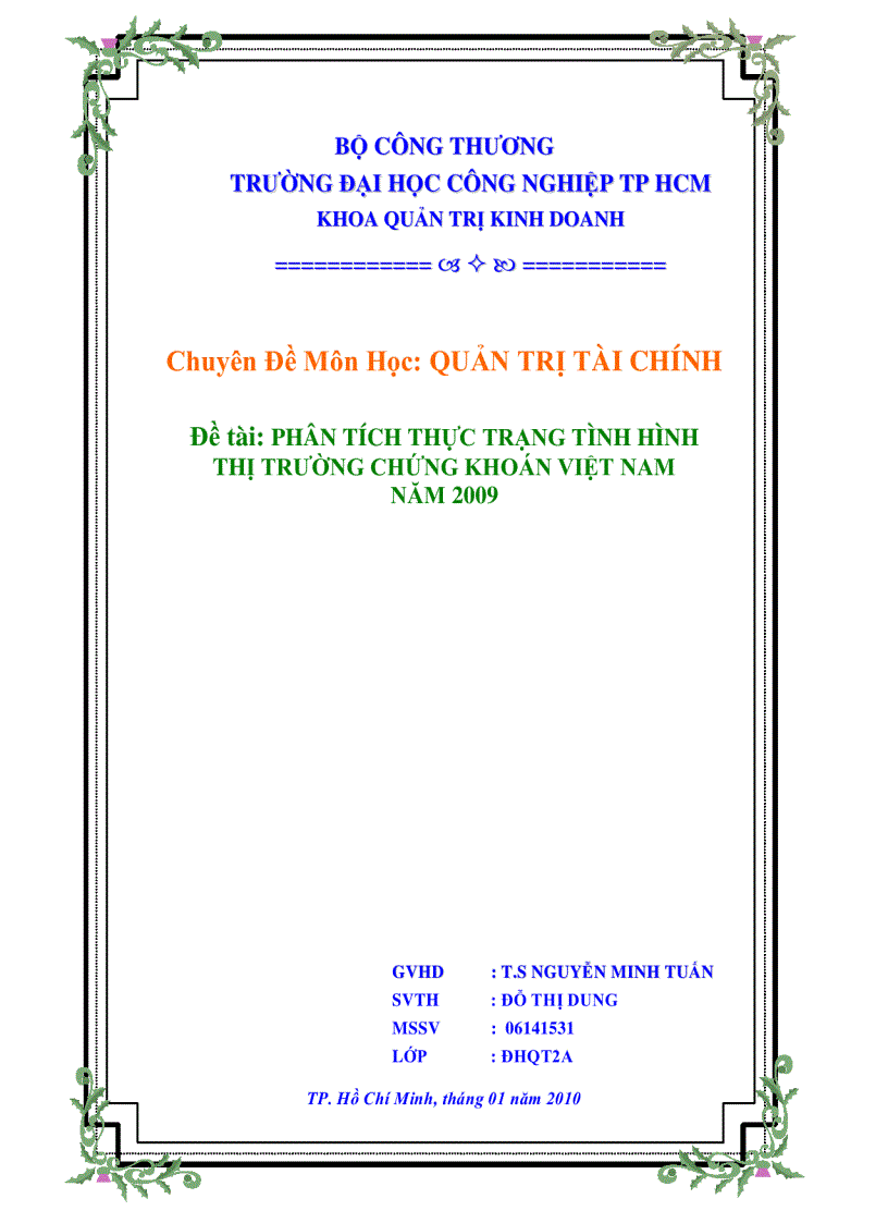 Phân tích tình hình thị trường chứng khoán Việt Nam năm 2009