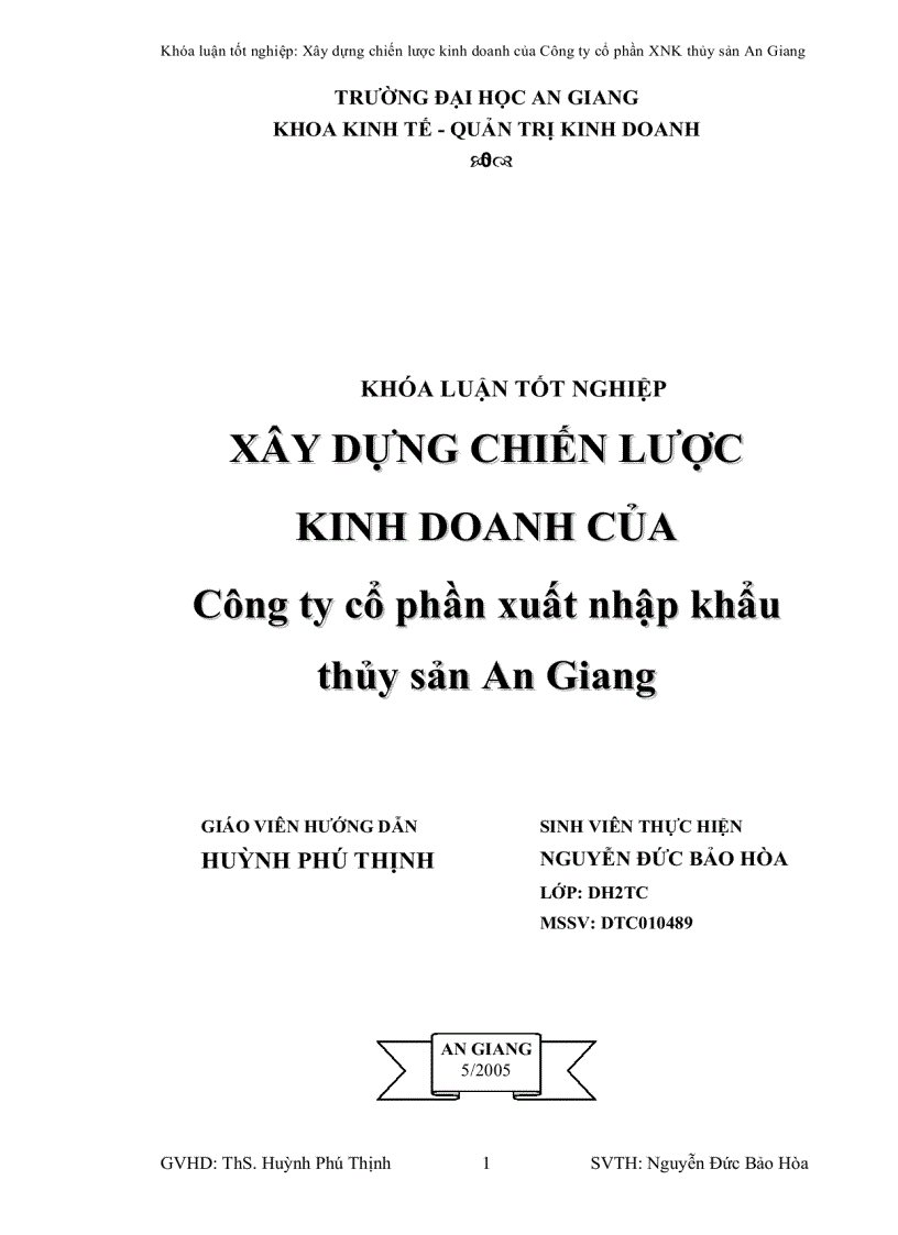 Xây dựng chiến lược kinh doanh của Công ty cổ phần XNK thủy sản An Giang