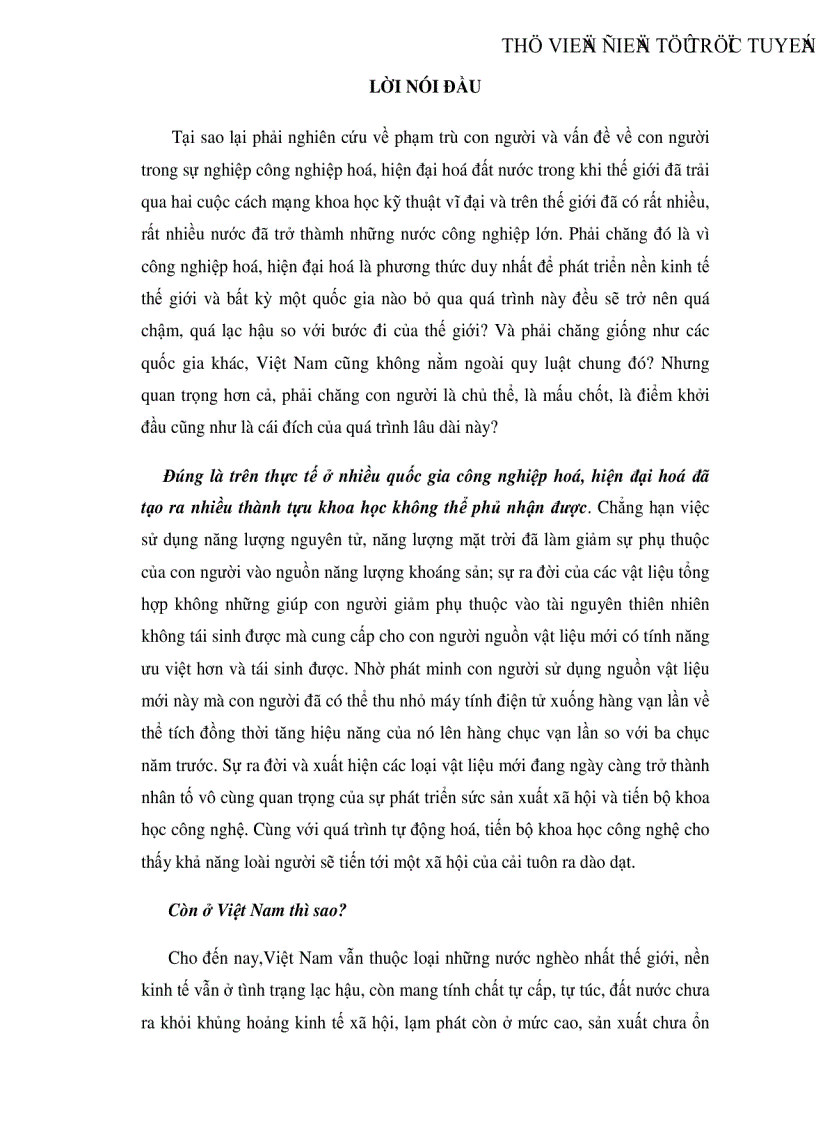 Vai trò của con người trong quá trình công nghiệp hoá hiện đại hóa đất nước