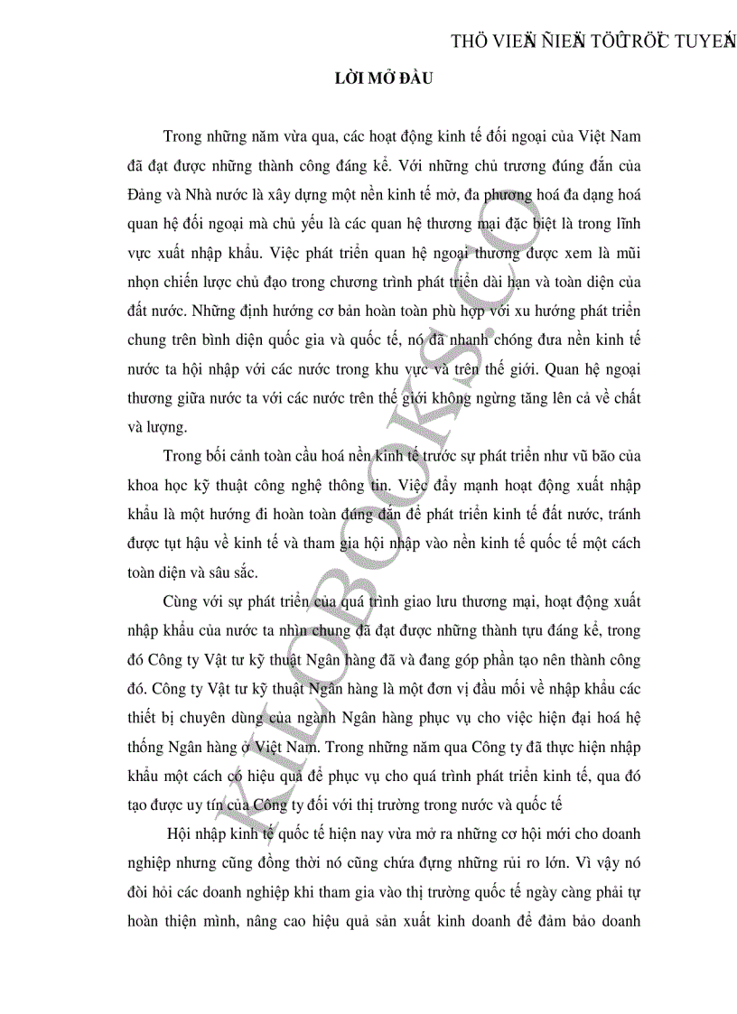 Một số giải pháp nhằm nâng cao hiệu quả kinh doanh trong hoạt động nhập khẩu tại Công ty Vật tư kỹ thuật Ngân hàng