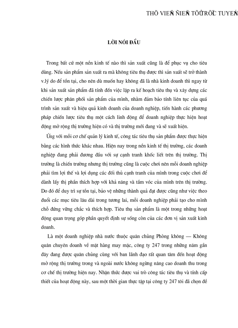 Một số giải pháp nhằm mở rộng thị trường tiêu thụ sản phẩm ở công ty 247
