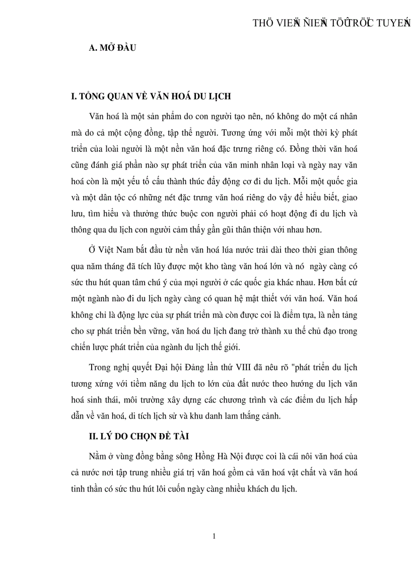 Thực trạng phát triển du lịch văn hoá