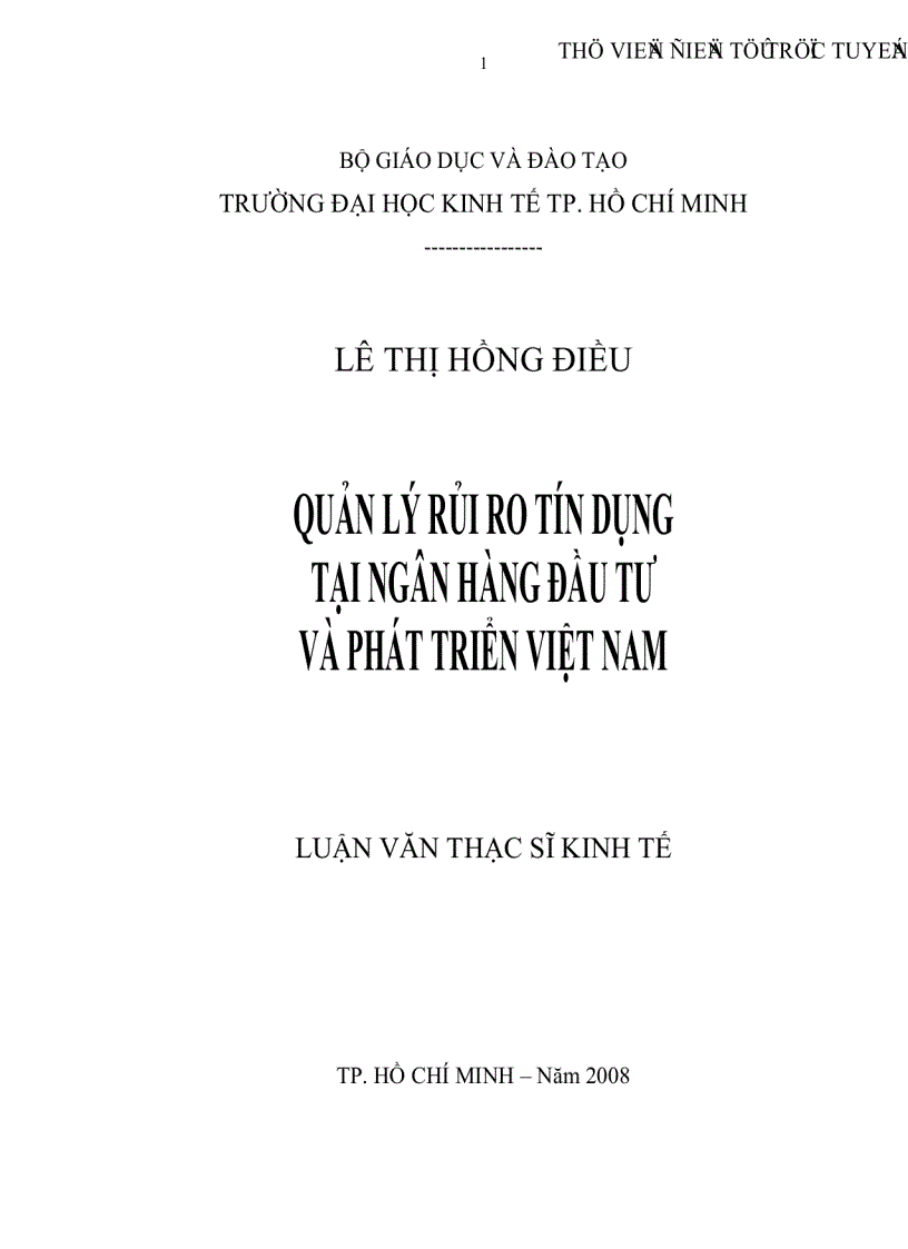 Quản lý rủi ro tín dụng tại Ngân hàng Đầu tư và Phát triển Việt Nam