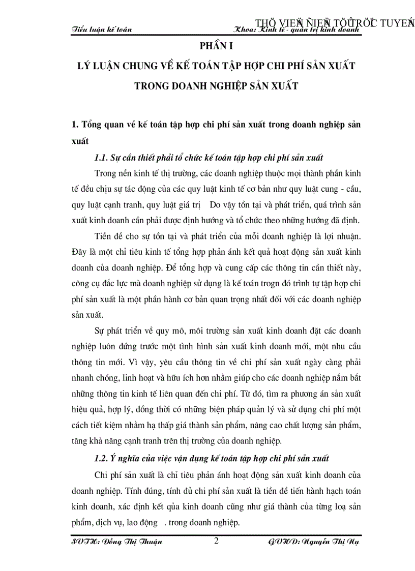 Kế toán tập hợp chi phí sản xuất trong doanh nghiệp sản xuất