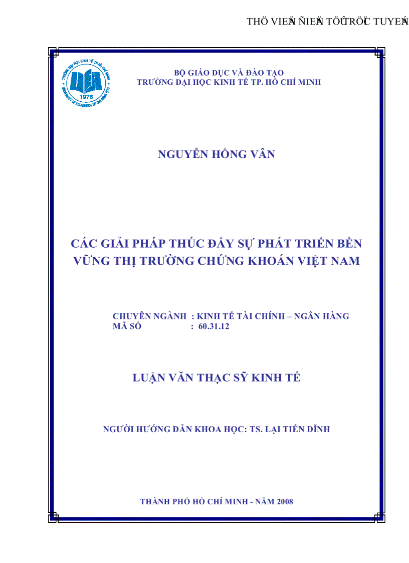 Các giải pháp thúc đẩy sự phát triển bền vững thị trường chứng khóan Việt Nam