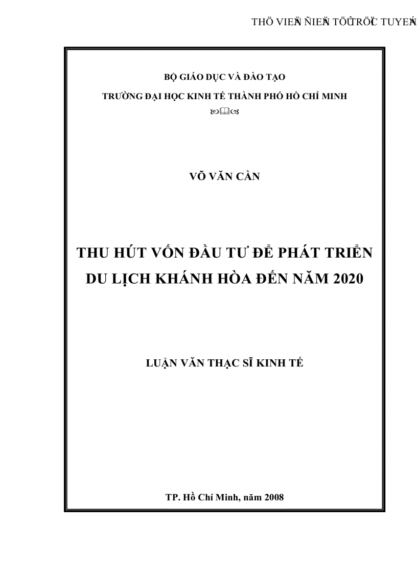 Thu hút vốn đầu tư để phát triển du lịch Khánh Hòa đến năm 2020