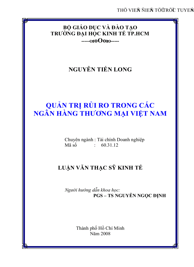 Quản trị rủi ro trong các Ngân hàng thương mại Việt Nam