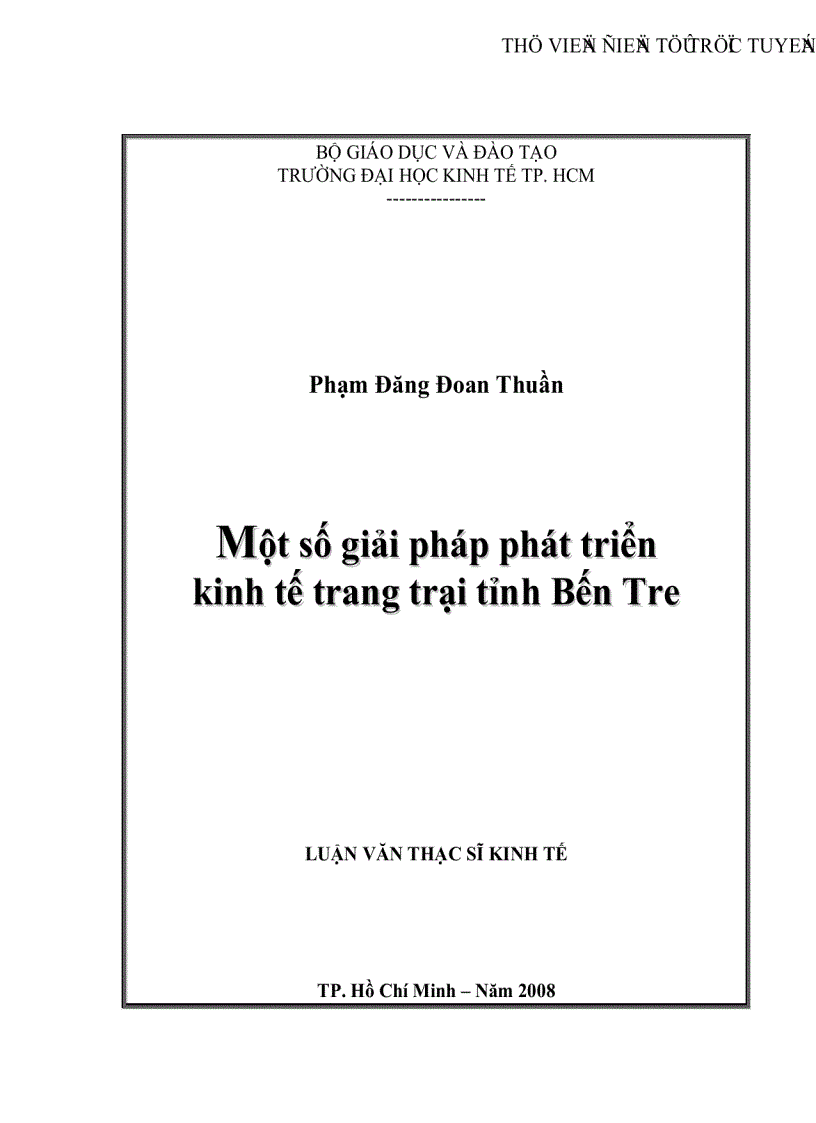 Một số giải pháp phát triển kinh tế trang trại tỉnh Bến Tre