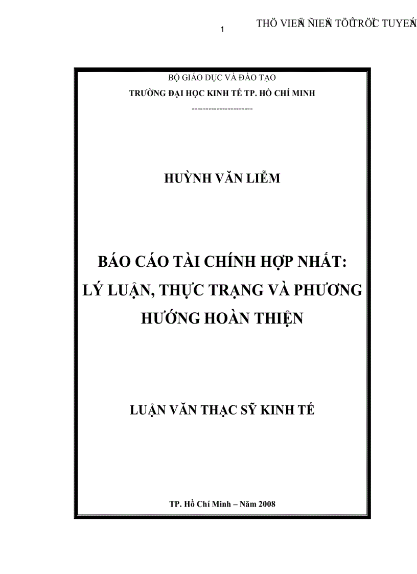 Báo cáo tài chính hợp nhất Lý luận thực trạng và phương hướng hoàn hiện