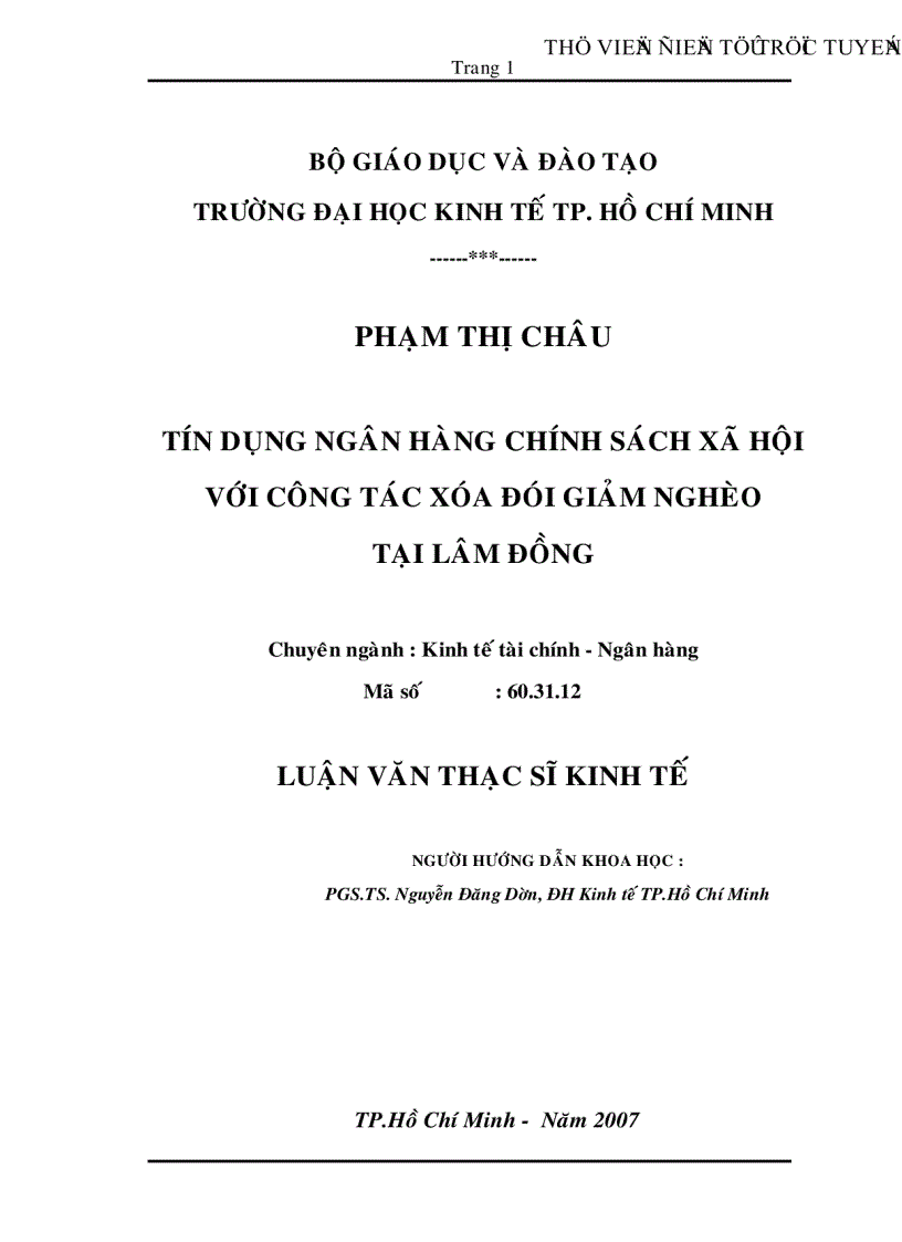 Tín dụng Ngân hàng chính sách xã hội với công tác xóa đói giảm nghèo tại Lâm Đồng