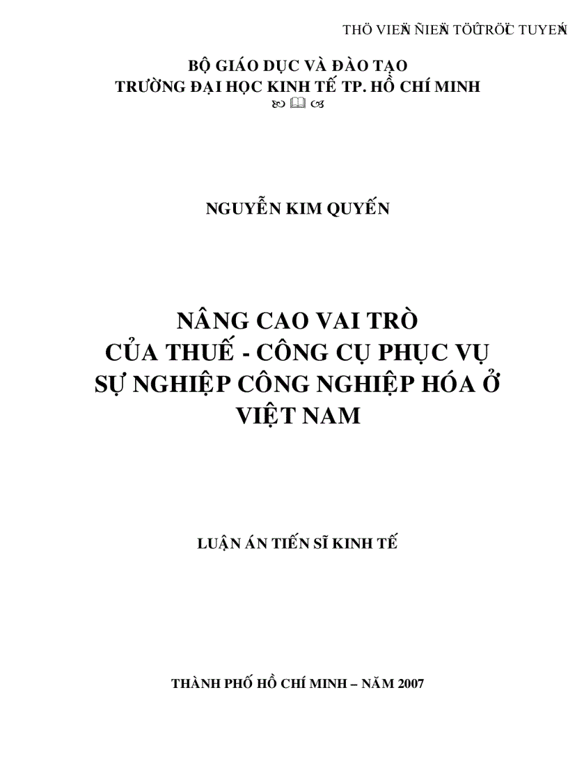 Nâng cao vai trò của Thuế Công cụ phục vụ sự nghiệp công nghiệp hóa ở Việt Nam