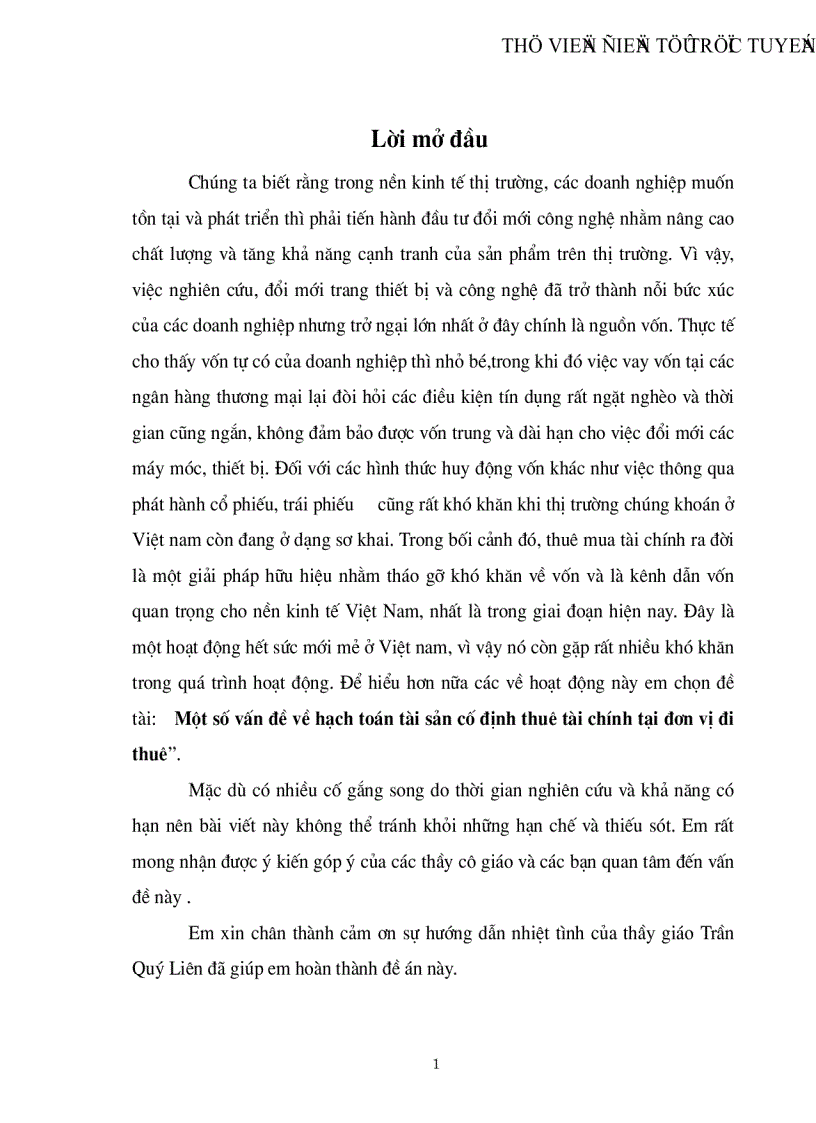 Một số vấn đề về hạch toán tài sản cố định thuê tài chính tại đơn vị đi thuê