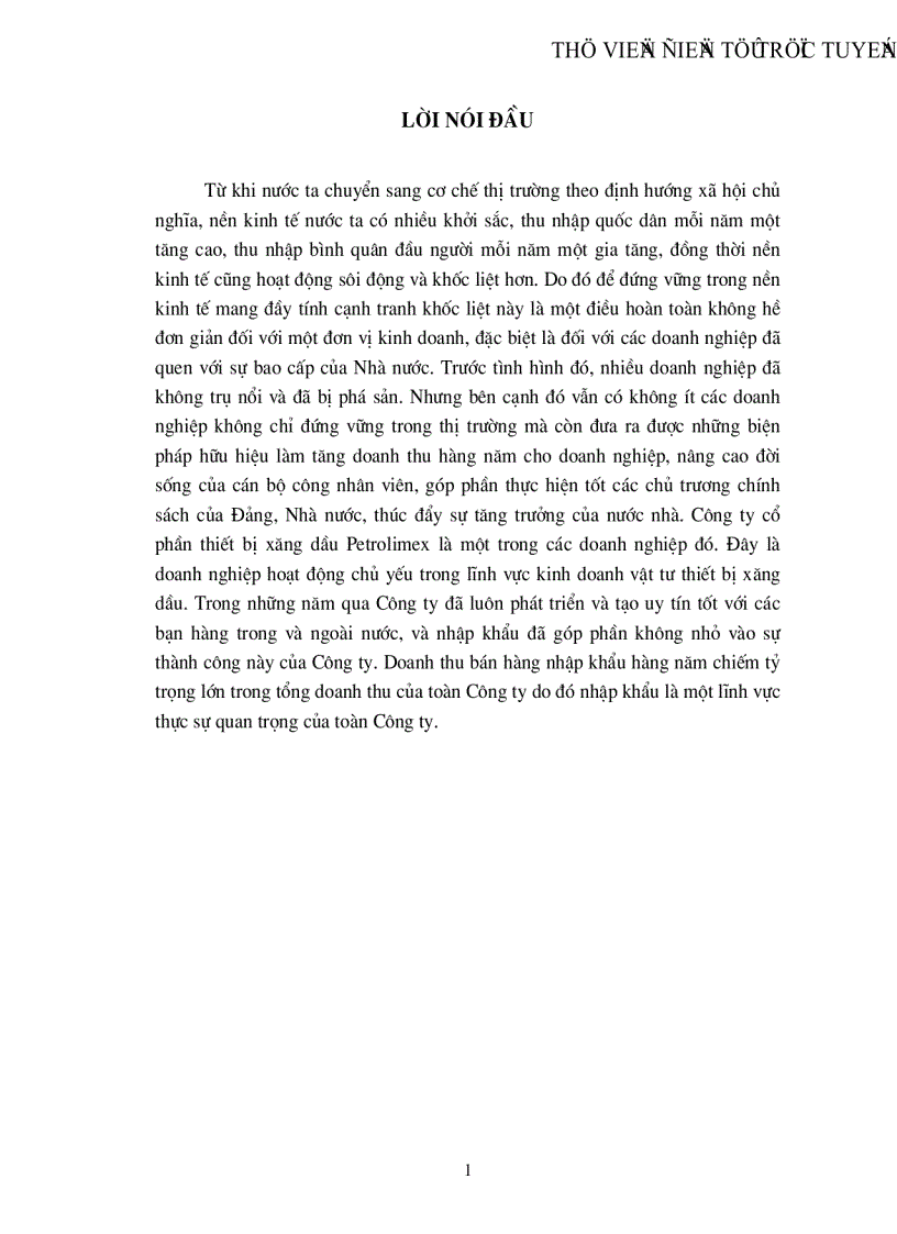 Một số giải pháp chủ yếu nhằm nâng cao hiệu quả kinh doanh nhập khẩu hàng hoá tại công ty cổ phần thiết bị xăng dầu petrolimex