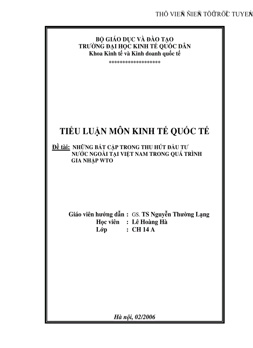 Những bất cập trong thu hút đầu tư nước ngoài tại Việt Nam trong quá trình gia nhập WTO