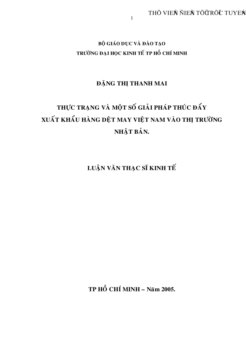 Thực trạng và một số giải pháp thúc đẩy xuất khẩu hàng dệt may Việt Nam vào thị trường Nhật Bản