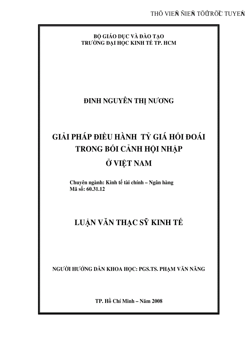 Giải pháp điều hành tỷ giá hối đoái trong bối cảnh hội nhập ở Việt Nam