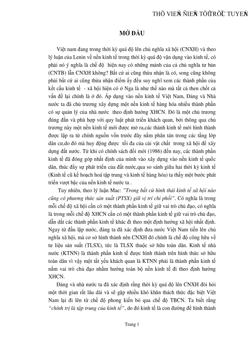 Thực trạng giải phát và kiến nghị nhằm thực hiện vai trò chủ đạo của kinh tế nhà nuớc trong nền kinh tế quốc dân