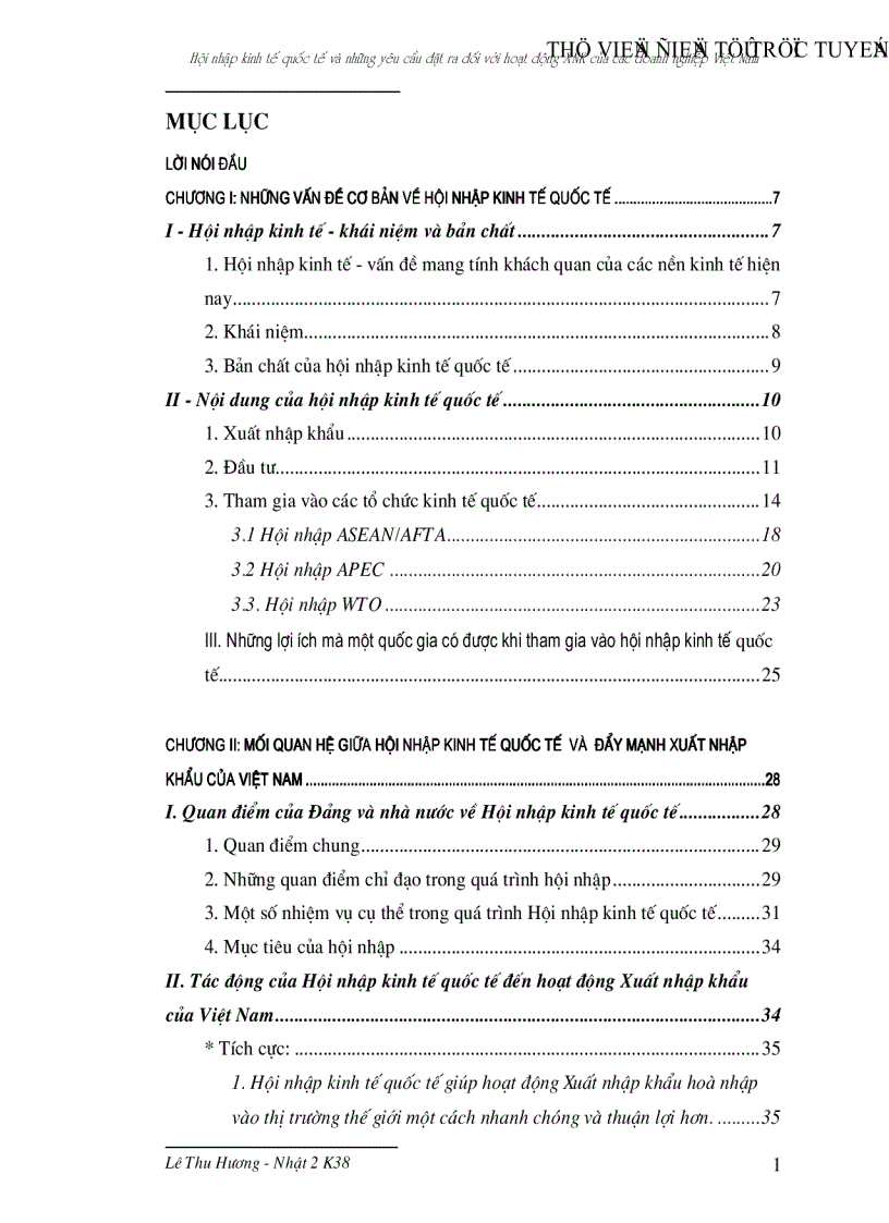 Hội nhập kinh tế quốc tế và những yêu cầu đặt ra đối với hoạt động xuất nhập khẩu của các doanh nghiệp Việt Nam