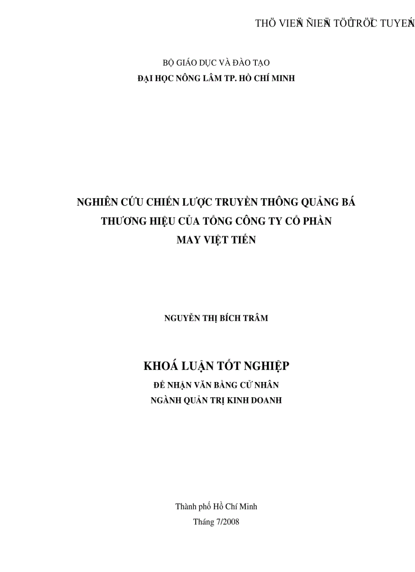 Nghiên cứu chiến lược truyền thông quảng bá thương hiệu của Tổng công ty Cổ phần May Việt Tiến