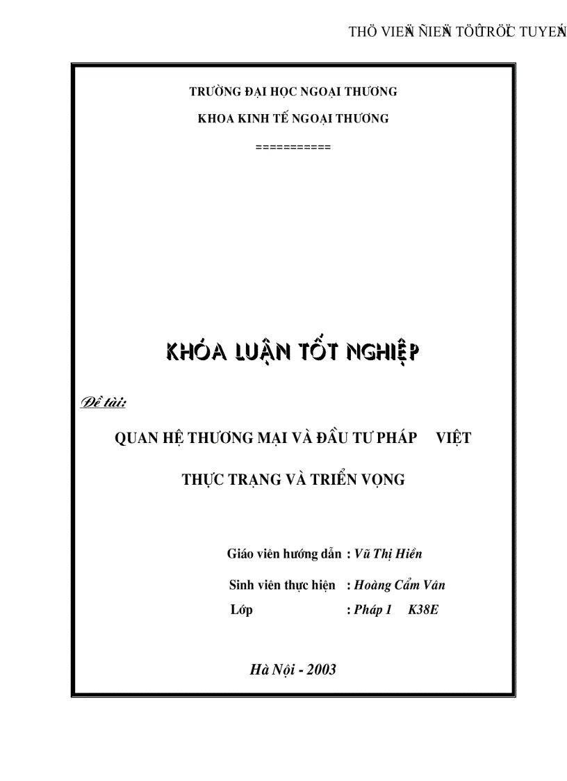 Quan hệ thương mại và đầu tư Pháp Việt thực trạng và triển vọng