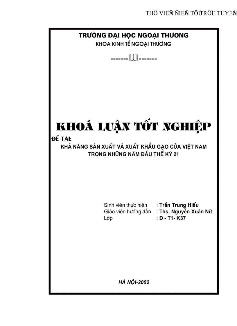 Khả năng sản xuất và xuất khẩu gạo của Việt Nam trong những năm đầu thế kỷ 2