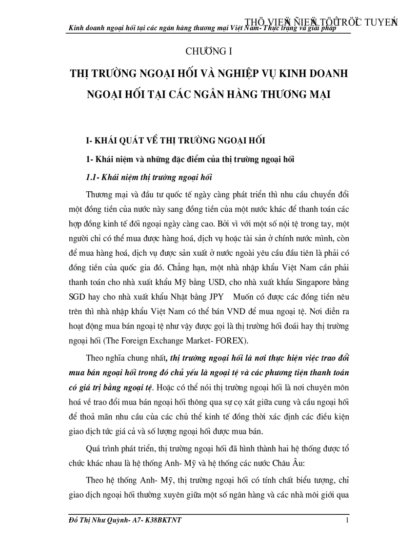 Kinh doanh ngoại hối tại các ngân hàng thương mại Việt Nam Thực trạng và giải pháp